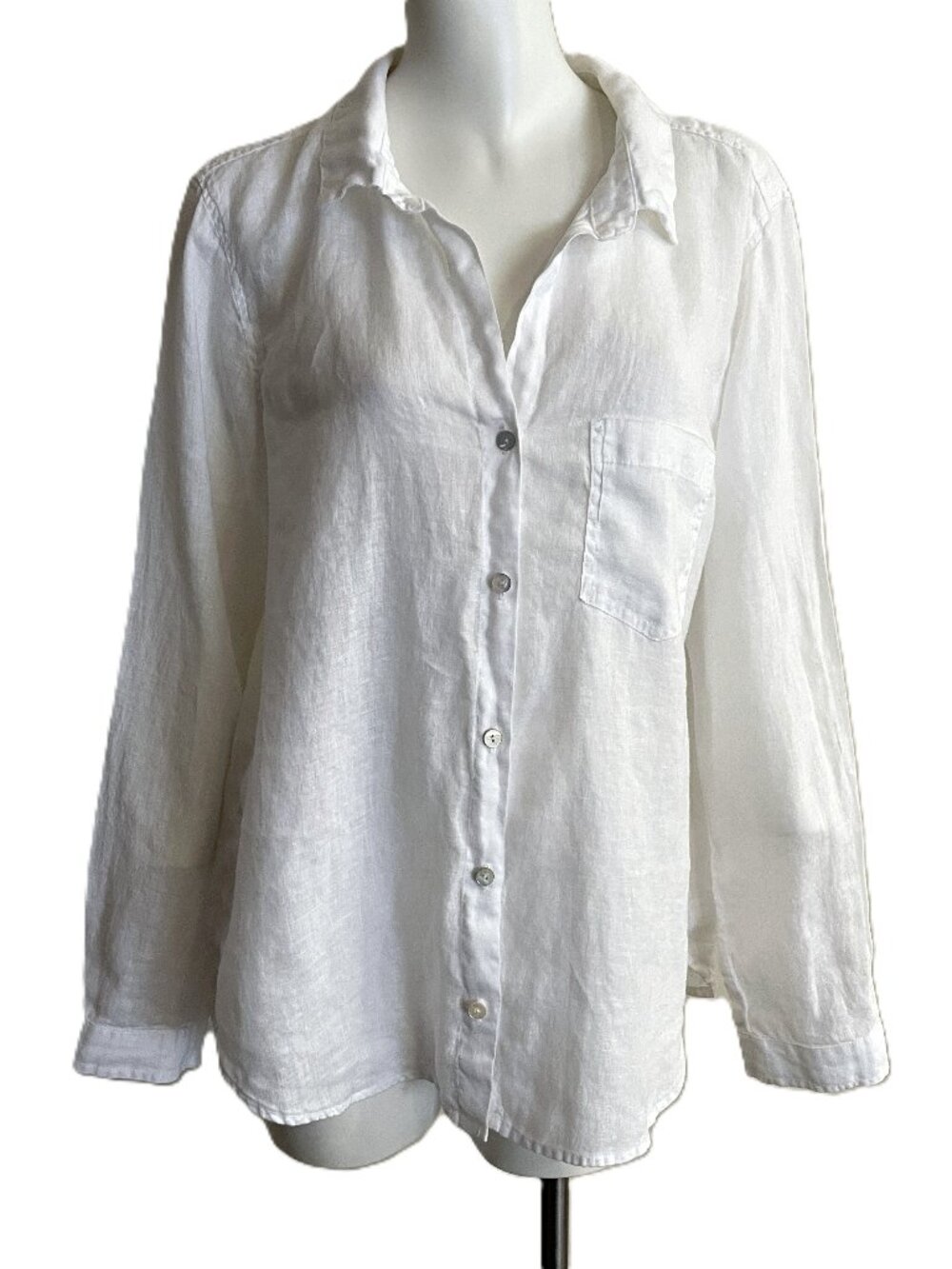 Bella Dahl 100% Linen Shirt Womens XL White Button Down FLAWS Lightweight Sheer